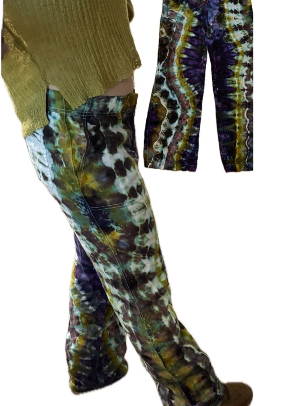 Banana Republic Tie-Dye Straight Leg Pants in Green & Purple